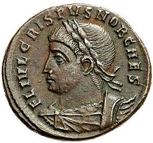 ae coin of crispus obverse