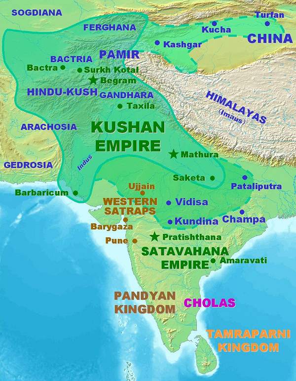 map of kushan empire