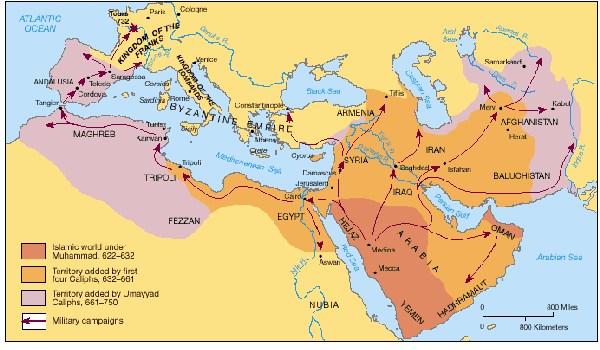 map of islamic conquest
