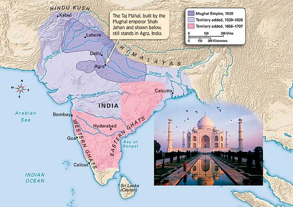 map of moghul india